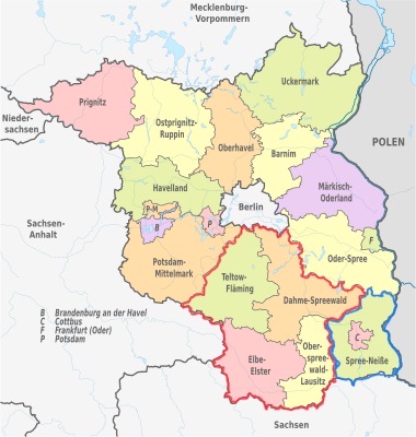 dieBasis - Landesverband Brandenburg - Landkreise in Kartendarstellung